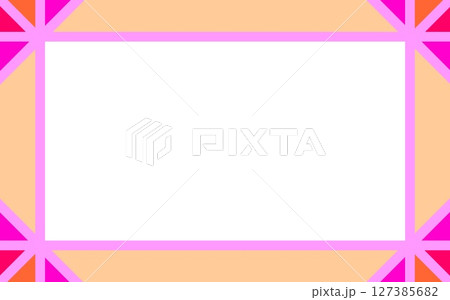 幾何学模様　フレーム　ホワイトスペース　三角形　ピンク　コーラルオレンジ 127385682