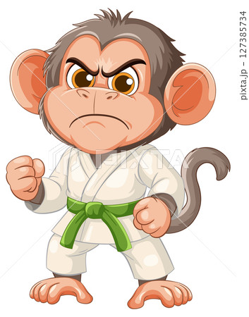 Determined Martial Arts Monkey in Karate Gi Determined Martial Arts Monkey in Karate Gi 127385734