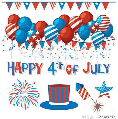 Festive 4th of July Celebration Vector Illustration Festive 4th of July Celebration Vector Illustration 127385747