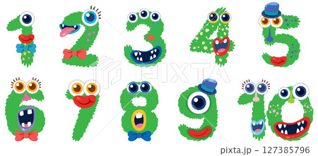 Playful Monster Numbers Vector Illustration 127385796