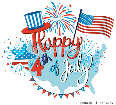 Patriotic 4th of July Celebration Illustration 127385815