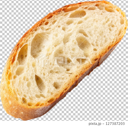 Sliced ciabatta bread in half horizontally Sliced ciabatta bread in half horizontally 127387203