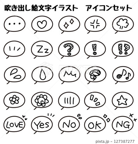 手描きの吹き出し絵文字風イラスト　アイコンセット 127387277