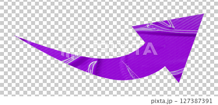 Purple crumpled paper arrow isolated on transparent background 127387391
