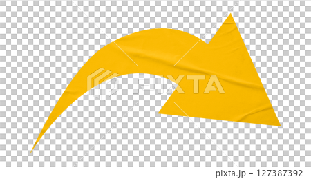 Yellow crumpled paper arrow isolated on transparent background Yellow crumpled paper arrow isolated on transparent background 127387392