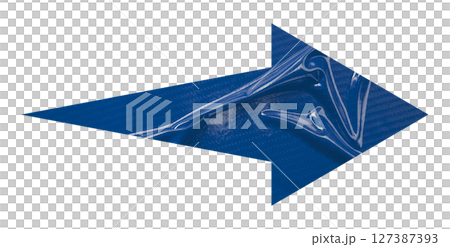Blue crumpled paper arrow isolated on transparent background 127387393