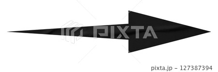 Black crumpled paper arrow isolated on transparent background. 127387394