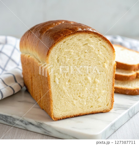 Freshly baked brioche bread slice 127387711