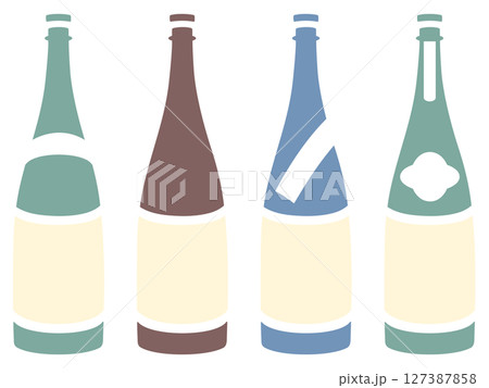 日本酒瓶イラストセット 日本酒瓶イラストセット 127387858