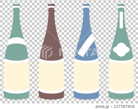 日本酒瓶イラストセット 日本酒瓶イラストセット 127387858