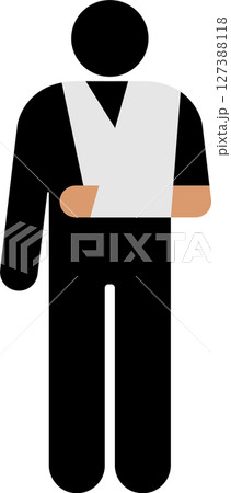 怪我をした左腕を三角巾で吊る人 127388118