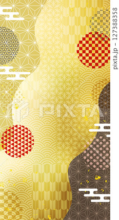 波 和柄 金 模様 背景 波 和柄 金 模様 背景 127388358