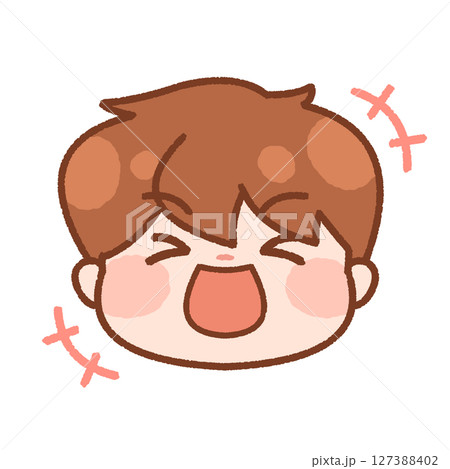 思いっきり笑っている男の子のイラスト・かわいい表情 127388402