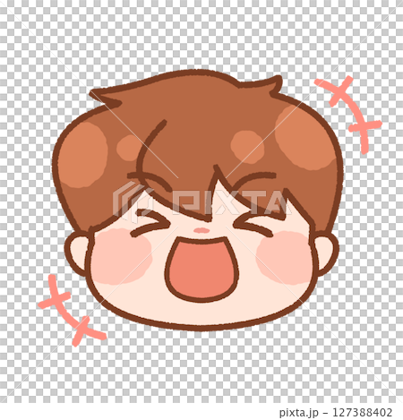 Illustration of a boy laughing out loud, cute expression 127388402