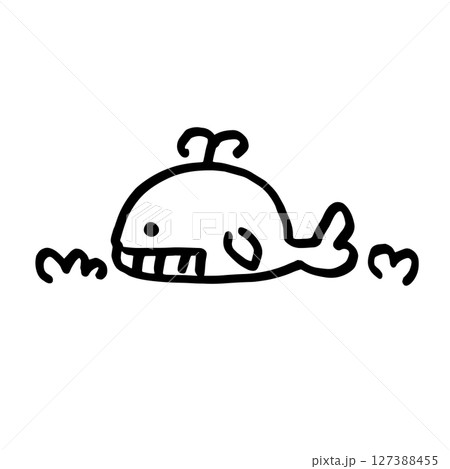 クジラ手書きイラストのイラスト素材 [127388455] - PIXTA