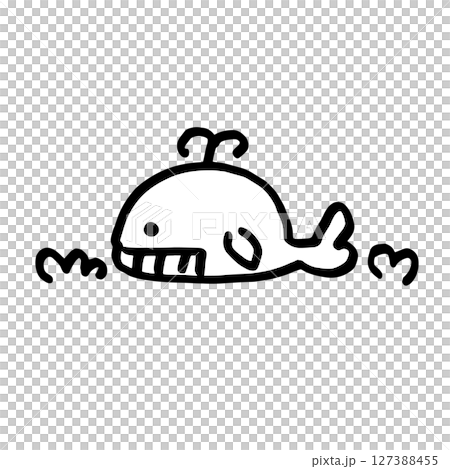 クジラ手書きイラスト クジラ手書きイラスト 127388455