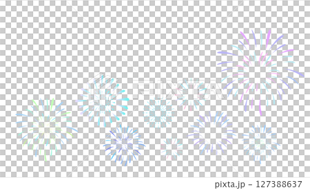 カラフルな花火のフレームイラスト　祭り　暑中見舞い　夏 127388637