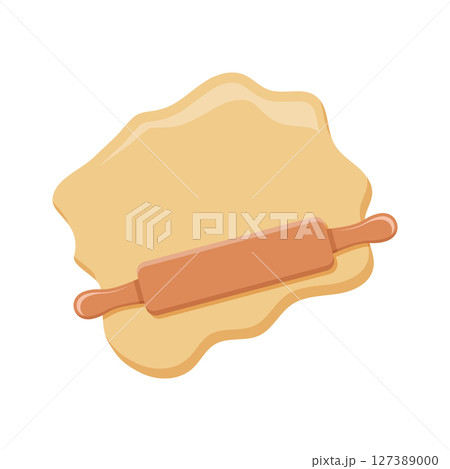 Rolling pin icon in flat style. Cooking equipment vector illustration on isolated background. Cookware sign business concept. 127389000