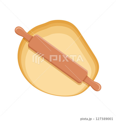 Rolling pin icon in flat style. Cooking equipment vector illustration on isolated background. Cookware sign business concept. Rolling pin icon in flat style. Cooking equipment vector illustration on isolated background. Cookware sign business concept. 127389001