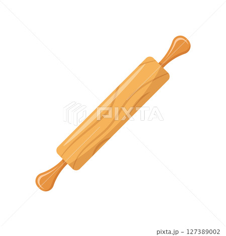 Rolling pin icon in flat style. Cooking equipment vector illustration on isolated background. Cookware sign business concept. Rolling pin icon in flat style. Cooking equipment vector illustration on isolated background. Cookware sign business concept. 127389002