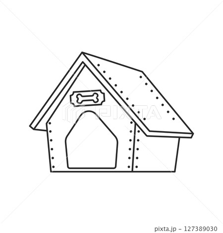 Dog house line icon in flat style. Pet home vector illustration on isolated background. Animal shelter sign business concept. 127389030