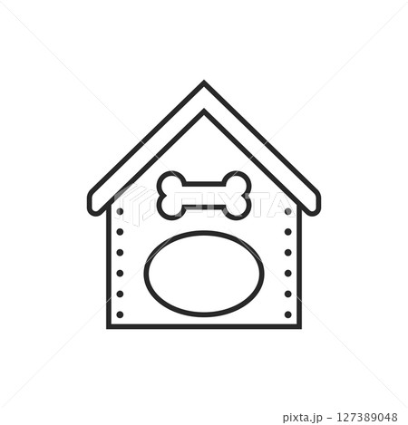 Dog house line icon in flat style. Pet home vector illustration on isolated background. Animal shelter sign business concept. 127389048