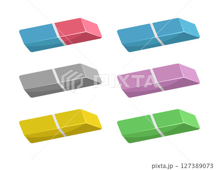 Eraser icon in flat style. Stationery tool vector illustration on isolated background. Rubber office tool sign business concept. 127389073