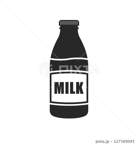 Milk bottle icon in flat style. Dairy product vector illustration on isolated background. Milky liquid sign business concept. 127389093