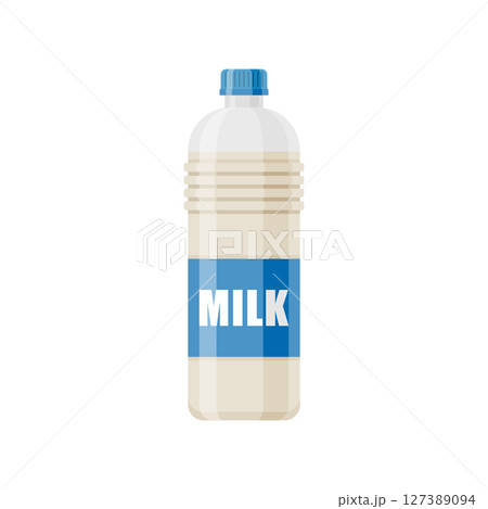 Milk bottle icon in flat style. Dairy product vector illustration on isolated background. Milky liquid sign business concept. 127389094