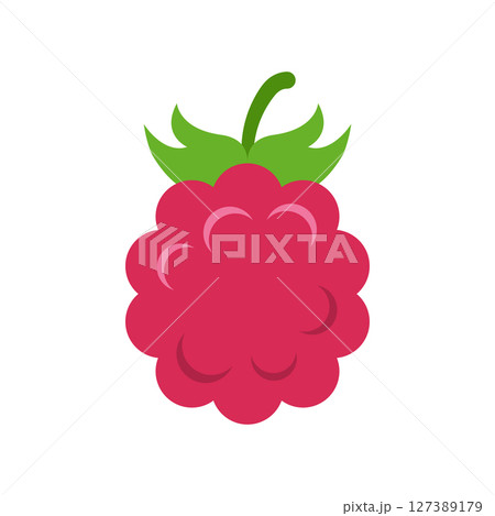 Raspberry fruit icon in flat style. Raspberries berry vector illustration on isolated background. Nature snack sign business concept. 127389179