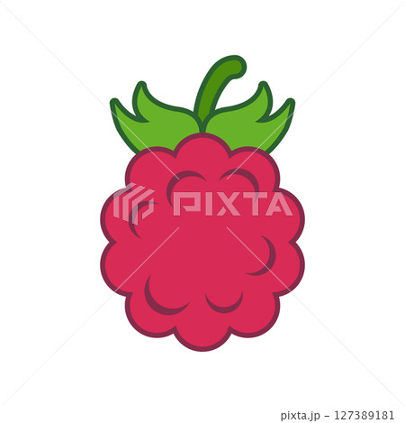 Raspberry fruit icon in flat style. Raspberries berry vector illustration on isolated background. Nature snack sign business concept. 127389181