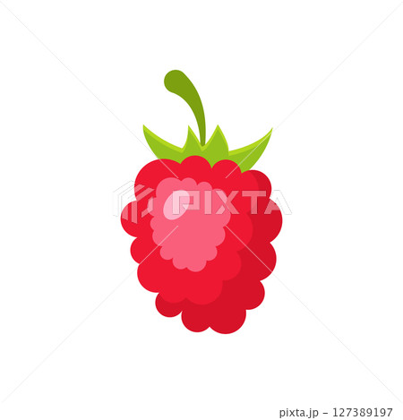 Raspberry fruit icon in flat style. Raspberries berry vector illustration on isolated background. Nature snack sign business concept. 127389197