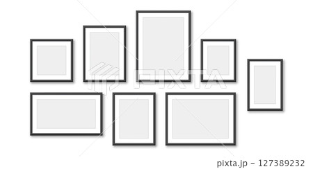 Blank picture frame icon set collection in flat style. Photo mockup template vector illustration on isolated background. Realistic poster sign business concept. Blank picture frame icon set collection in flat style. Photo mockup template vector illustration on isolated background. Realistic poster sign business concept. 127389232