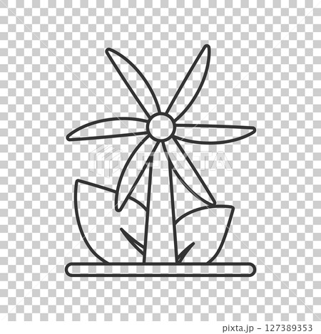 Eco energy icon in flat style. Leaf wind power plant vector illustration on white isolated background. Electrician sign business concept. Eco energy icon in flat style. Leaf wind power plant vector illustration on white isolated background. Electrician sign business concept. 127389353