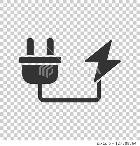 Electric plug icon in flat style. Power adapter vector illustration on white isolated background. Electrician sign business concept. 127389364