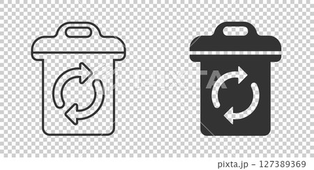 Garbage bin icon in flat style. Recycle vector illustration on white isolated background. Trash basket sign business concept. 127389369