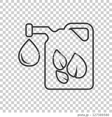 Gasoline canister icon in flat style. Petrol can vector illustration on white isolated background. Fuel container sign business concept. 127389380