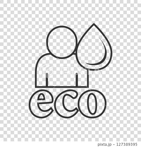 People healthy life icon in flat style. Water drop vector illustration on white isolated background. Organic ecosystem sign business concept. People healthy life icon in flat style. Water drop vector illustration on white isolated background. Organic ecosystem sign business concept. 127389395