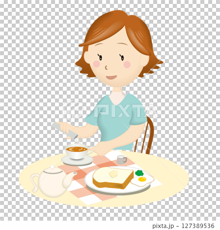 ダイエットサプリを飲み物にいれる女性 127389536