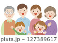 笑顔の3世代家族 127389617