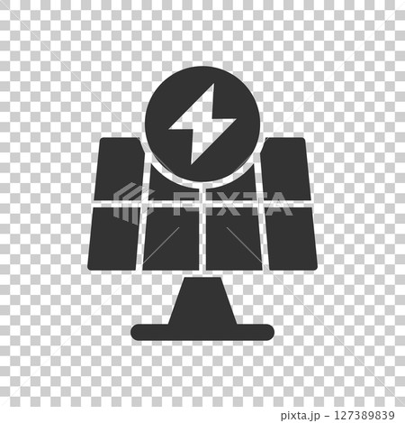 Solar panel icon in flat style. Ecology energy vector illustration on white isolated background. Electrician sign business concept. Solar panel icon in flat style. Ecology energy vector illustration on white isolated background. Electrician sign business concept. 127389839