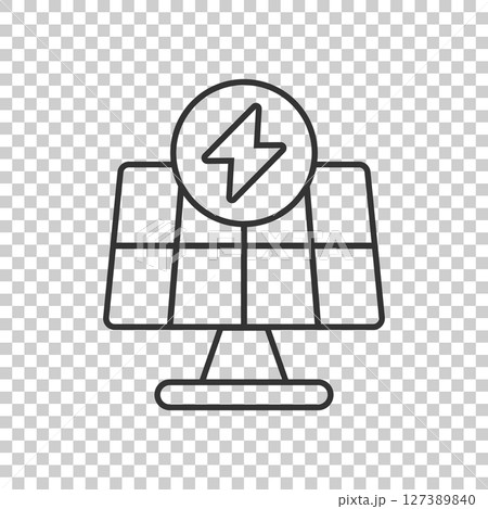 Solar panel icon in flat style. Ecology energy vector illustration on white isolated background. Electrician sign business concept. Solar panel icon in flat style. Ecology energy vector illustration on white isolated background. Electrician sign business concept. 127389840