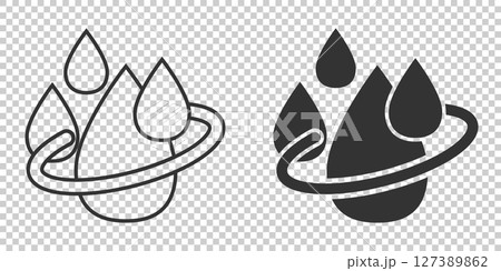 Water drop icon in flat style. Droplet vector illustration on white isolated background. Recycle sign business concept. Water drop icon in flat style. Droplet vector illustration on white isolated background. Recycle sign business concept. 127389862