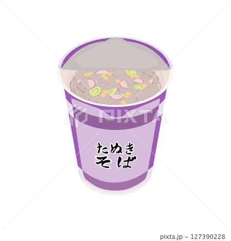 カップそばのふたを開けたイラスト 127390228