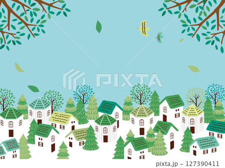 夏の街並み　背景イラスト 127390411