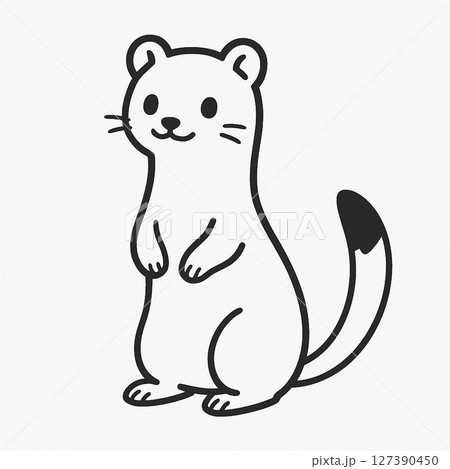 かわいいオコジョのイラスト かわいいオコジョのイラスト 127390450