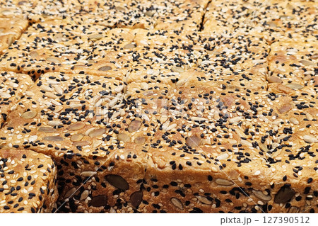 Sesame Seed and the Variety of Seeds Bread. 127390512