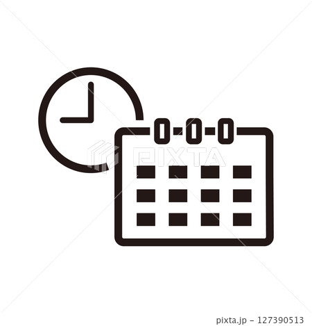 カレンダーと9時の時計 127390513