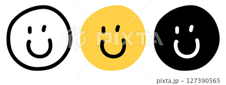 手描きのスマイルアイコンセット 手描きのスマイルアイコンセット 127390565