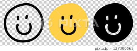 手描きのスマイルアイコンセット 手描きのスマイルアイコンセット 127390565